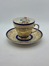 Vintage Royal Grafton Blue Gold Chintz Teacup & Saucer picture