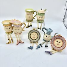 Collections Etc Tea Party Anthropomorphic Resin Shelf Sitter Sitters Set Of 7 picture