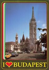 Budapest Hungary, Matthias Church, Cars Tourists Street View, Vintage Postcard picture