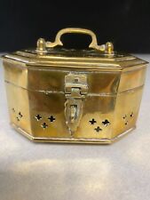 Vintage Pierced Brass Cricket Trinket Box Lidded Hinged picture