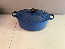 Vintage Le Creuset #25 Oval Dutch Oven Colbalt Blue 3.5 Qt Enamel Cast d12 picture