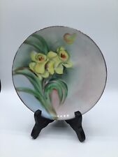 Vintage Hand Painted Bavarian Yellow Floral Porcelain Cabinet Plate 8