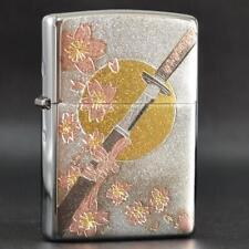 Zippo Lighter Japanese Sword Samurai Sakura Electroformed Plate Silver Japan New picture