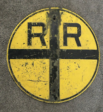 Authentic STEEL EMBOSSED Street Road SIGN  R/R Railroad Crossing HEAVY METAL picture