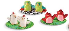 4 Pairs of Miniature Birds Cardinals Chickens Salt  Pepper Shakers Ceramic NEW picture
