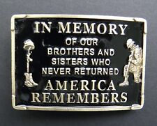 VIETNAM IN MEMORY BELT BUCKLE 3.25 INCHES AMERICA REMEMBERS picture