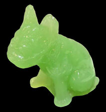 Jadeite or Jade Art Glass Boston Terrier /Pug/Bull Dog Figurine Green Vintage picture