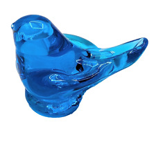 Vintage Blue Bird of Happiness Candle Holder Signed 1990 Art Glass picture