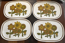Vintage Vinyl Placemats Oval Cushioned 1970s Floral Set of 4 Nice picture