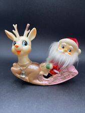 Vintage Ninohira Japan Santa Claus & Rudolph on Sleigh MCM Christmas Decoration picture