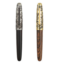 Jinhao 9056 Tiger Embossed Fountain Pen EF/F/M Nib, Handmade Wooden Gift Pen picture
