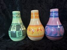 Vintage Thailand Hand Painted Bud Vase Lot. Set Of 3. picture