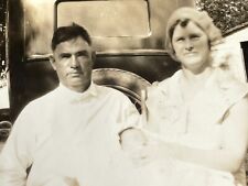 Z6 Photograph Kansas 1934 Middle Aged Couple With New Baby Old Car picture