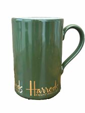 Vintage Harrods Knightsbridge Green Mug Gold Signature Logo Scotland Excellent picture