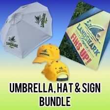 🌴RARE Landshark Market Umbrella- White 2007 Jimmy Buffet W/ Hat & Tin Sign picture