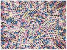 Vtg Hand Crocheted Multicolor Pastels Handmade Doily Ruffled Edge Geometrics picture