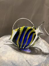 Art Glass Long Nose Butterfly Fish BlueYellow Striped Angelfish picture