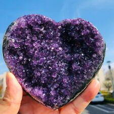 530g Natural Uruguayan Amethyst Quartz Crystal Geode Heart-Shape  Healing C234 picture