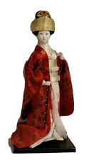 Japanese Bridal Geisha Doll Red Kimono Gold Obi GOFUN Glass Eyes 11.25