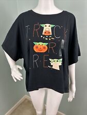 NWT Disney Store S/S Black Star Wars Grogu Trick or Treat Tee for Women Sz XL picture