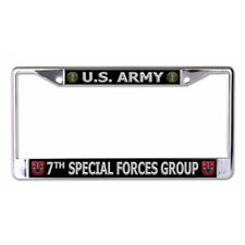 army 7th special forces group logo chrome license plate frame usa made picture