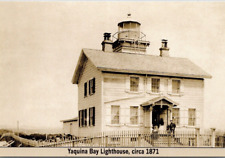 OREGON LIGHTHOUSE CONTINENTAL POSTCARD Yaquina Bay, circa 1871, Newport, Sepia picture