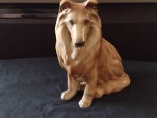 Vintage Ceramic Collie Dog Lassie Dog Figurine Brown  Cream 11