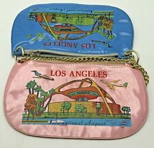 Vintage Purse Souvenir Los Angeles International Airport Airplane Pink Blue LAX picture