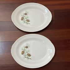 2 Vintage Homer Laughlin Eggshell Nautilus Pine Cone Oval Serving Platters picture