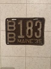 1935 Maine License Plate 100% Original-Low Number #BB183 picture