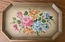 Vintage 1960s NASHCO HandPainted Metal Serving Tray Toleware FLORAL 16x10, mint picture