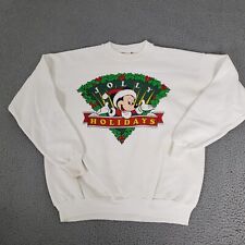 VINTAGE Disney Sweatshirt Adult Large White Christmas Mickey Mouse Sweater USA picture