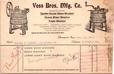 Voss Bros Mfg Davenport Iowa 1905 Billhead Ocean Wave & Eagle Washers Vignette picture