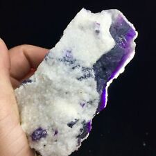 405g Natural Purple Translucent Fluorite with White Calcite Symbiotic picture