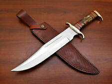 CUSTOM HAND MADE D2 BLADE CLIP POINT BOWIE HUNTING KNIFE- CAMEL BONE/WOOD picture