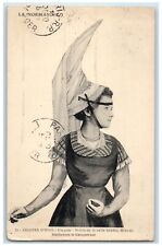 c1910's Pretty Woman Giant Hat France Posted Antique Postcard picture
