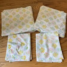 Vintage BIBB 4 Piece Full Size Sheet Set Floral No-Iron 42” X 36” Very Good picture