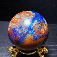 Rare 457G Natural Polished Phoenix Blue Gold Agate Crystal Ball Healing L1412 picture