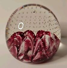 Monte Dunlavy Art Glass Red & Cream Controlled Bubble Paperweight 3 Inch Z20 picture