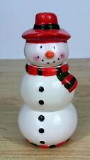 Stacking Snowman Figural Salt & Pepper Shaker Sugar Bowl Set Christmas Ceramic  picture