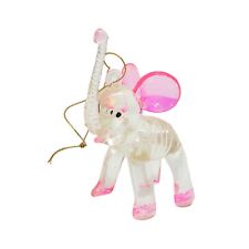 Vintage Lucite Elephant Ornament Acrylic Bright Pink Clear 2