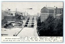 1907 View Of The Locks Locksport New York NY, Chicago Illinois IL Postcard picture
