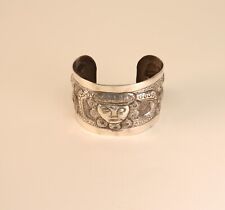 Antique Taxco Jewelry; Large Bracelet Sterling Silver Large Cuff; Mayan Face picture