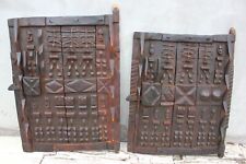 Two Primitive Wooden Windows Hand Carved Wood Panels, Dogon Tribal Mali African  picture