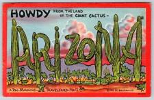 1942 HOWDY FROM ARIZONA REG MANNING TRAVELCARD #12 CACTUS LETTERS POSTCARD 1 picture