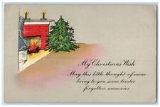 1917 My Christmas Wish Chimney Christmas Tree Custer Michigan Vintage Postcard picture