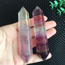 75g 2pcs Candy Fluorite Wand Point Double Terminal Stone Quartz Crystal Healing picture