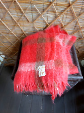 Vintage Hudson’s Bay Mohair Red Plaid Throw Blanket 55X45  picture