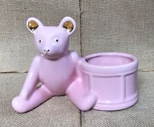 Vintage Haeger Pink Teddy Bear With Drum Planter Nursery Babys Room Sweet picture