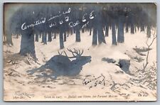 1909 Photo. Hunting Moose ? France. Vintage French Postcard picture
